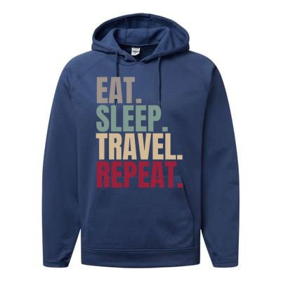 Eat Sleep Travel Repeat Gift Performance Fleece Hoodie