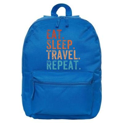 Eat Sleep Travel Repeat Holiday Vacay Vintage Traveler Gift 16 in Basic Backpack