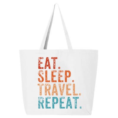 Eat Sleep Travel Repeat Holiday Vacay Vintage Traveler Gift 25L Jumbo Tote