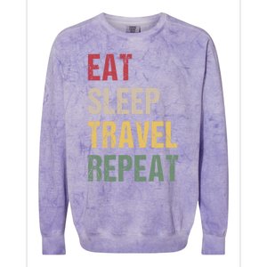 Eat Sleep Travel Repeat Gift Colorblast Crewneck Sweatshirt