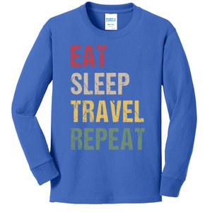 Eat Sleep Travel Repeat Gift Kids Long Sleeve Shirt