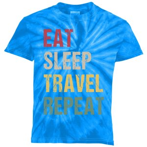 Eat Sleep Travel Repeat Gift Kids Tie-Dye T-Shirt