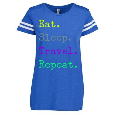 Eat Sleep Travel Repeat I Love To Travel Fun Traveling Gift Enza Ladies Jersey Football T-Shirt