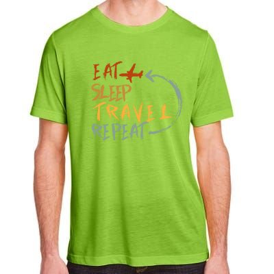 Eat Sleep Travel Repeat Travel Lover Humor Quote Design Gift Adult ChromaSoft Performance T-Shirt