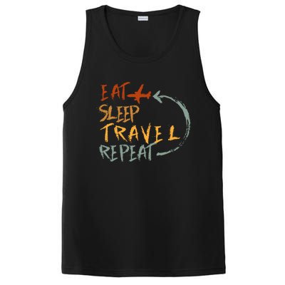 Eat Sleep Travel Repeat Travel Lover Humor Quote Design Gift PosiCharge Competitor Tank