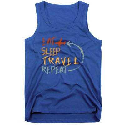 Eat Sleep Travel Repeat Travel Lover Humor Quote Design Gift Tank Top