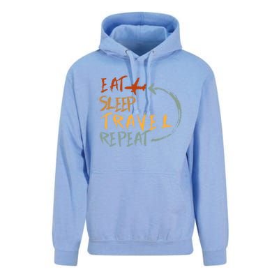 Eat Sleep Travel Repeat Travel Lover Humor Quote Design Gift Unisex Surf Hoodie