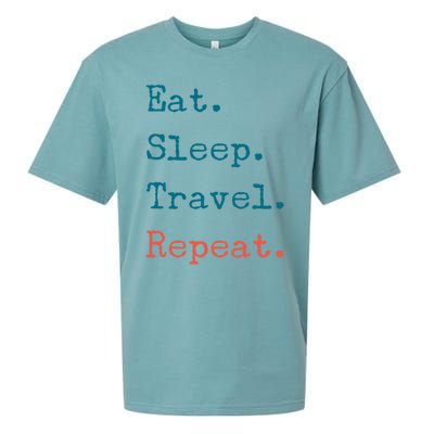 Eat Sleep Travel Repeat I Love To Travel Fun Traveling Great Gift Sueded Cloud Jersey T-Shirt