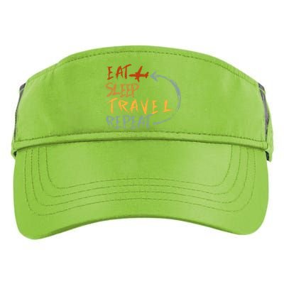 Eat Sleep Travel Repeat Travel Lover Humor Quote Design Gift Adult Drive Performance Visor