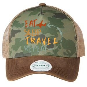 Eat Sleep Travel Repeat Travel Lover Humor Quote Design Gift Legacy Tie Dye Trucker Hat