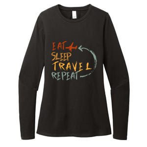 Eat Sleep Travel Repeat Travel Lover Humor Quote Design Gift Womens CVC Long Sleeve Shirt