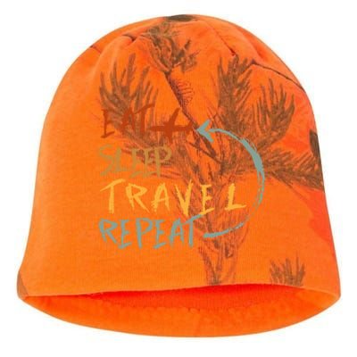 Eat Sleep Travel Repeat Travel Lover Humor Quote Design Gift Kati - Camo Knit Beanie