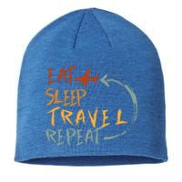 Eat Sleep Travel Repeat Travel Lover Humor Quote Design Gift Sustainable Beanie