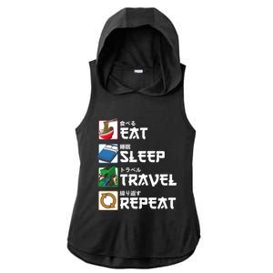 Eat Sleep Travel Repeat Japanese Traveler Gift Ladies PosiCharge Tri-Blend Wicking Draft Hoodie Tank