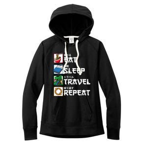 Eat Sleep Travel Repeat Japanese Traveler Gift Women's Fleece Hoodie