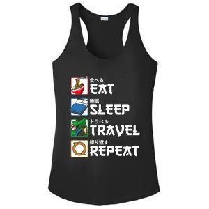 Eat Sleep Travel Repeat Japanese Traveler Gift Ladies PosiCharge Competitor Racerback Tank