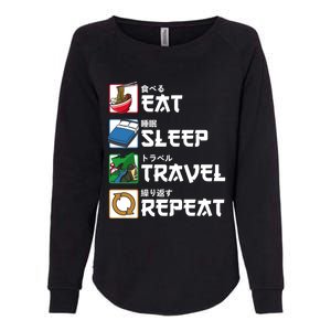 Eat Sleep Travel Repeat Japanese Traveler Gift Womens California Wash Sweatshirt