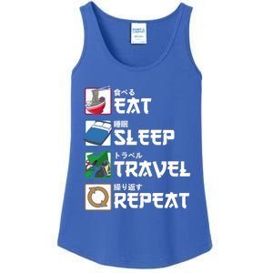 Eat Sleep Travel Repeat Japanese Traveler Gift Ladies Essential Tank