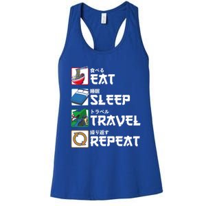 Eat Sleep Travel Repeat Japanese Traveler Gift Women's Racerback Tank