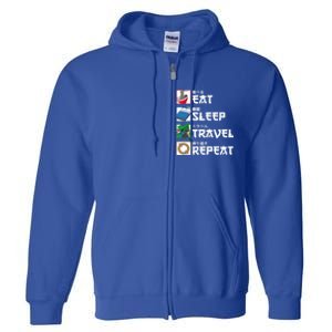 Eat Sleep Travel Repeat Japanese Traveler Gift Full Zip Hoodie