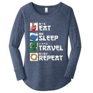 Eat Sleep Travel Repeat Japanese Traveler Gift Women's Perfect Tri Tunic Long Sleeve Shirt