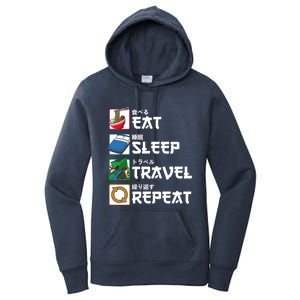 Eat Sleep Travel Repeat Japanese Traveler Gift Women's Pullover Hoodie