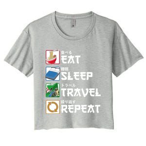 Eat Sleep Travel Repeat Japanese Traveler Gift Women's Crop Top Tee