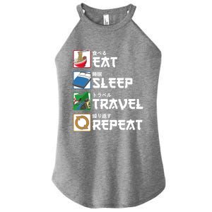 Eat Sleep Travel Repeat Japanese Traveler Gift Women's Perfect Tri Rocker Tank