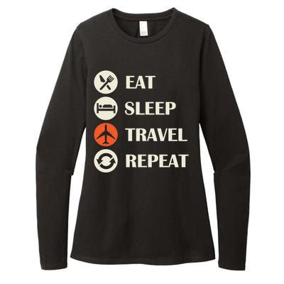 Eat Sleep Travel Repeat Long Distance Traveling Vacations Great Gift Womens CVC Long Sleeve Shirt