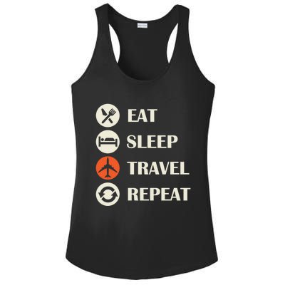 Eat Sleep Travel Repeat Long Distance Traveling Vacations Great Gift Ladies PosiCharge Competitor Racerback Tank