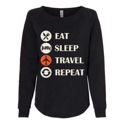 Eat Sleep Travel Repeat Long Distance Traveling Vacations Great Gift Womens California Wash Sweatshirt