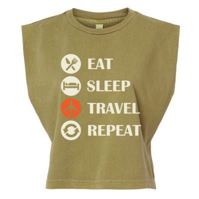 Eat Sleep Travel Repeat Long Distance Traveling Vacations Great Gift Garment-Dyed Women's Muscle Tee