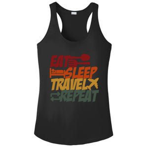 Eat Sleep Travel Repeat Travel Lover Humor Quote Design Funny Gift Ladies PosiCharge Competitor Racerback Tank