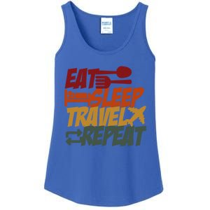 Eat Sleep Travel Repeat Travel Lover Humor Quote Design Funny Gift Ladies Essential Tank