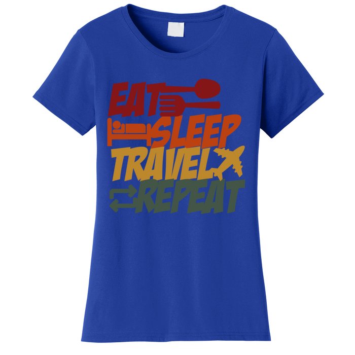 Eat Sleep Travel Repeat Travel Lover Humor Quote Design Funny Gift Women's T-Shirt