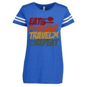 Eat Sleep Travel Repeat Travel Lover Humor Quote Design Funny Gift Enza Ladies Jersey Football T-Shirt