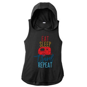 Eat Sleep Travel Repeat Travel Lover Humor Quote Design Great Gift Ladies PosiCharge Tri-Blend Wicking Draft Hoodie Tank