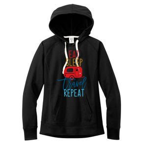 Eat Sleep Travel Repeat Travel Lover Humor Quote Design Great Gift Women's Fleece Hoodie