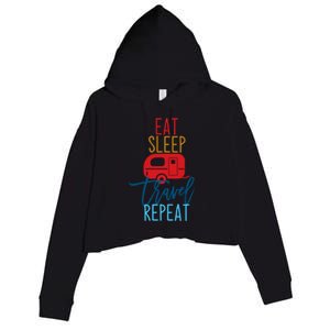 Eat Sleep Travel Repeat Travel Lover Humor Quote Design Great Gift Crop Fleece Hoodie