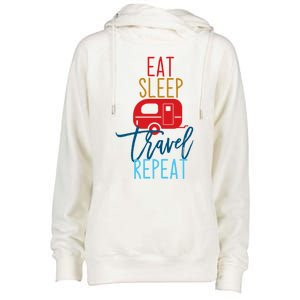 Eat Sleep Travel Repeat Travel Lover Humor Quote Design Great Gift Womens Funnel Neck Pullover Hood