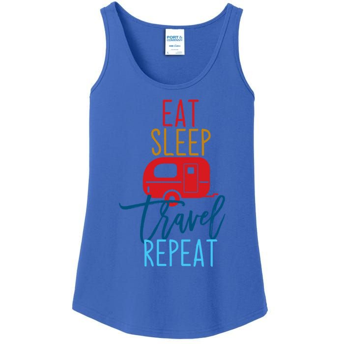 Eat Sleep Travel Repeat Travel Lover Humor Quote Design Great Gift Ladies Essential Tank