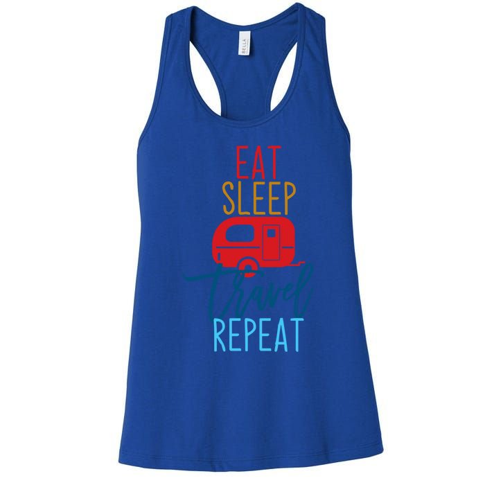 Eat Sleep Travel Repeat Travel Lover Humor Quote Design Great Gift Women's Racerback Tank