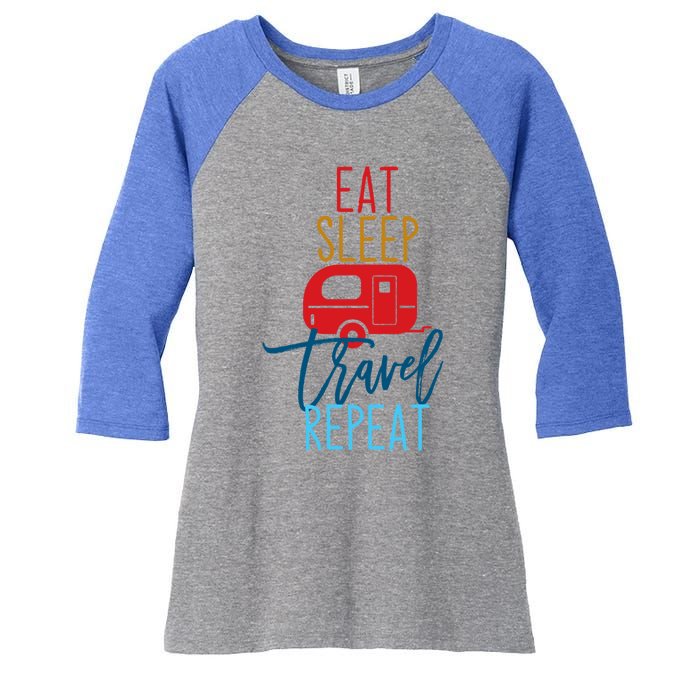 Eat Sleep Travel Repeat Travel Lover Humor Quote Design Great Gift Women's Tri-Blend 3/4-Sleeve Raglan Shirt