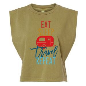 Eat Sleep Travel Repeat Travel Lover Humor Quote Design Great Gift Garment-Dyed Women's Muscle Tee