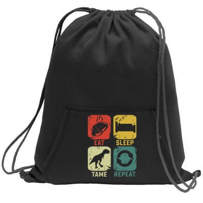 Eat Sleep Tame Repeat Dinosaur Gaming Geek Gamer Sweatshirt Cinch Pack Bag