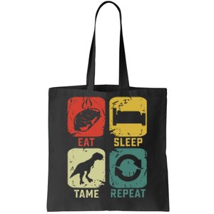 Eat Sleep Tame Repeat Dinosaur Gaming Geek Gamer Tote Bag