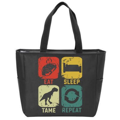 Eat Sleep Tame Repeat Dinosaur Gaming Geek Gamer Zip Tote Bag