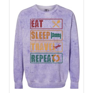 Eat Sleep Travel Repeat Travel Lover Humor Quote Design Gift Colorblast Crewneck Sweatshirt