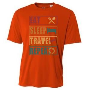 Eat Sleep Travel Repeat Travel Lover Humor Quote Design Gift Cooling Performance Crew T-Shirt