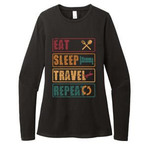 Eat Sleep Travel Repeat Travel Lover Humor Quote Design Gift Womens CVC Long Sleeve Shirt